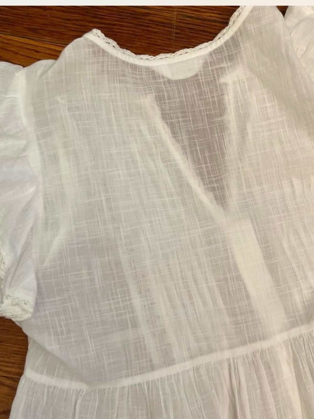 Primark Women's Off White Button-Front Lace-Trim Blouse - Picture 2 of 5
